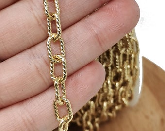 Gold  Oval Rolo Cable Chain by Yard, Link Cable Twisted Elongate Chain , New Design Rolo Chain, Roll-3