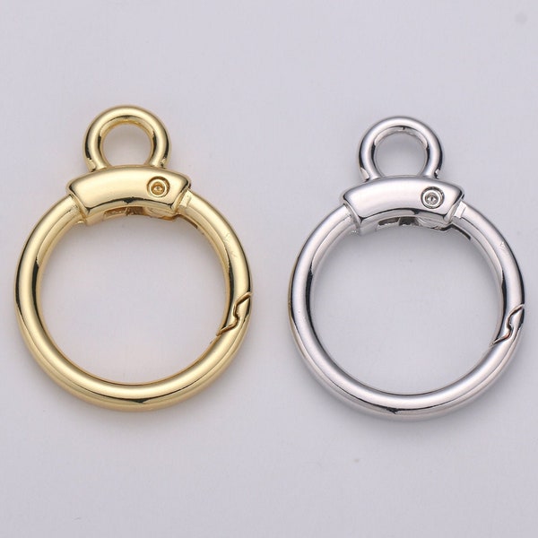 1pc Wholesale Push Spring Ring 24k Gold , Spring Ring for Jewelry Necklace Bracelet Anklet Making, Size 37mmx28mm, SUPP- 956, 957