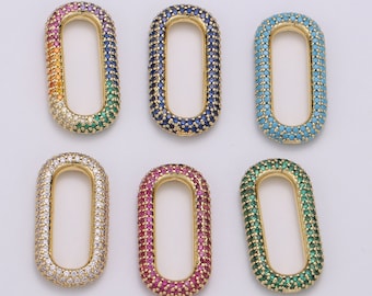 1pc Paper clip Link , End of the belt charm,  Interlocking Oval, Pave Oval Shaped Connector, Mutiple color options L-121, L-122, L-124,L-119