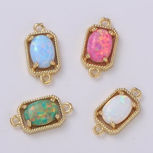 Gold  Oval Opal Connector Octagon Link Connector Opalite Charm Connector- for Necklace Bracelet Component. F581.F582,F583,F584