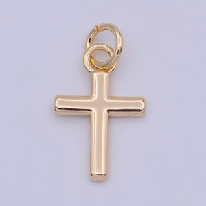 Mini 18k Gold Filled Cross Charm, Dainty Minimalist Cross Pendant, DIY Fashion Jewelry Making Supply for Necklace Bracelet Earring | W-171