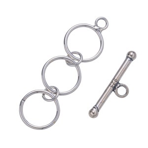 1 Set 925 Sterling Silver Triple Ring Clasp, Circle and  Toggle Clasp for necklace, bracelet, DIY Jewelry making SL-239