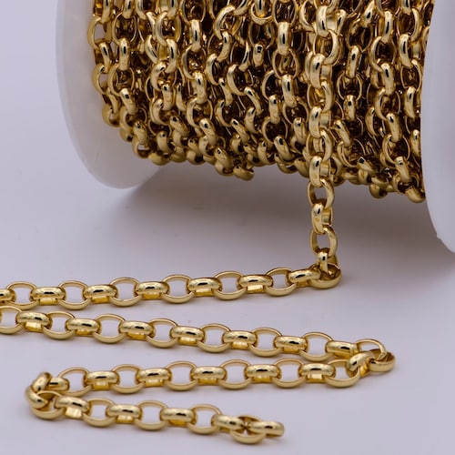 24K Gold Rolo Cable Chain by Yard Cable Rolo Chain Wholesale Etsy