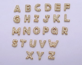 Mini Cubic Zirconia Gold Filled Initial Charm for Locket Alphabet Personalized Jewelry for Add on Locket N-580 , N-581