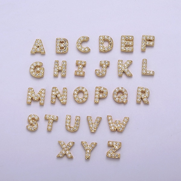 Mini Cubic Zirconia Gold Filled Initial Charm for Locket Alphabet Personalized Jewelry for Add on Locket N-580 , N-581