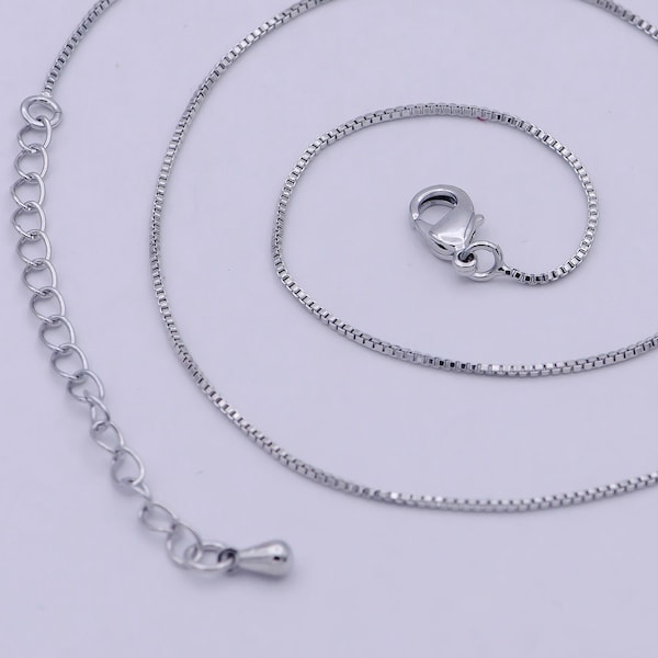 Dainty silver BOX chain finished chain everyday chain, simple silver chain ready to wear WA-795