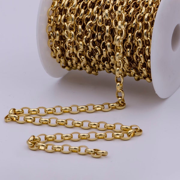 Gold Chunky Cable Chain by Yard, Rolo Link Chain, Wholesale bulk Roll Chain Jewelry Making for Bold Statement Layer Necklace Making, 572