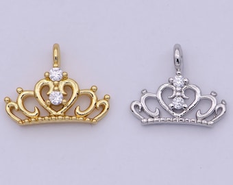 Silver Tone Princess Tiara Crown Cinderella European Charm With Pink Gift Pouch 