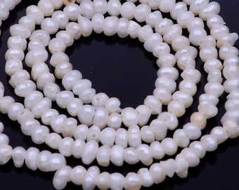 White Pearl Seed Bead Strand, Loose pearls, Tiny Pearls, Wedding Pearls, Embroidery Pearls, Freshwater Pearls, 2-3mm Beads for Craft WA1333