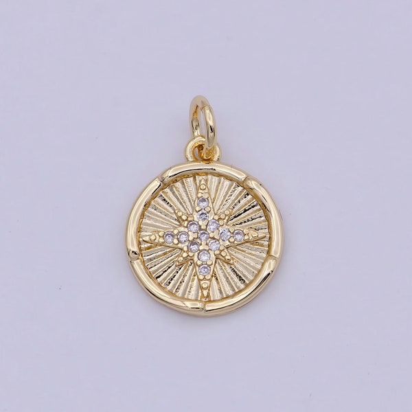 Mini Gold Filled North Star Charm with CZ Stone for Celestial Jewelry
