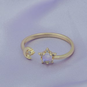 Dainty Moon Ring, Adjustable Ring, Minimalist Moon Ring, Minimalist Crescent Moon Ring, Gold Open Ring, Celestial Jewelry R087