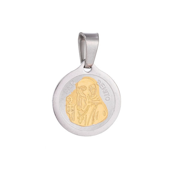 Double Sided Saint Benedict Catholic Religious Medallions Charms San Benito Size 15x23mm Silver Gold Religious Charms For Jewelry Making