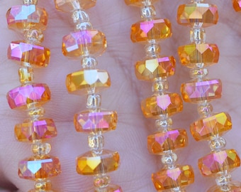 1 Strand 4.3mm diameter Gold Luster Faceted Rondelle Chinese Crystal Glass Beads Sparkle Glass Beads,Rosary Spacer Beads for DIY Craft 016