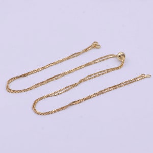 Gold Box Chain Necklace Adjustable 16 inch long Half Open Necklace for Jewelry Making Supply | L-574