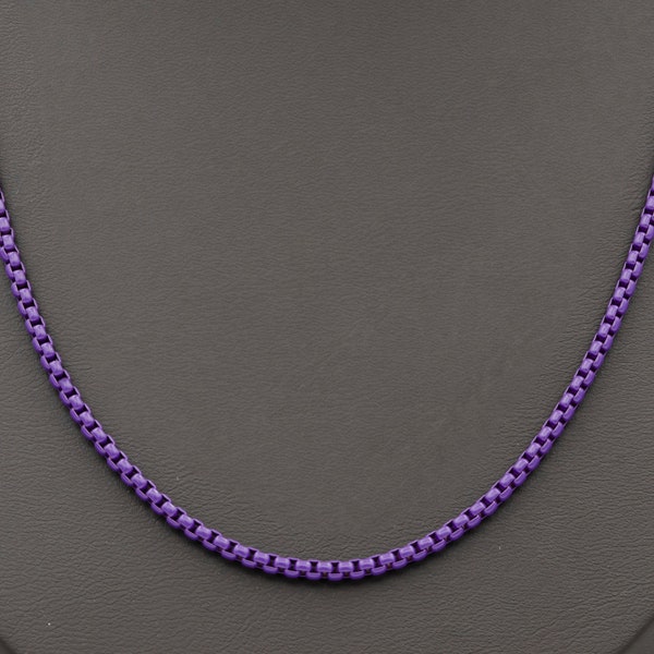 1pc 18''+2 " Ready to Wear Purple Fancy Enamel Link Rolo Cable Chain,Square Link Chain Necklace,Width 2.6mm Perfect for Pendant Charm,1017