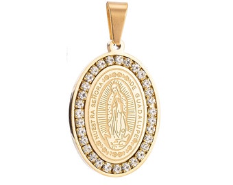 1pc 24k Gold  Micro Pave Lady Guadalupe Charm, Cubic Zirconia Virgin Mary Pendant Charm,  Charm, For DIY Jewelry, PDSS-43