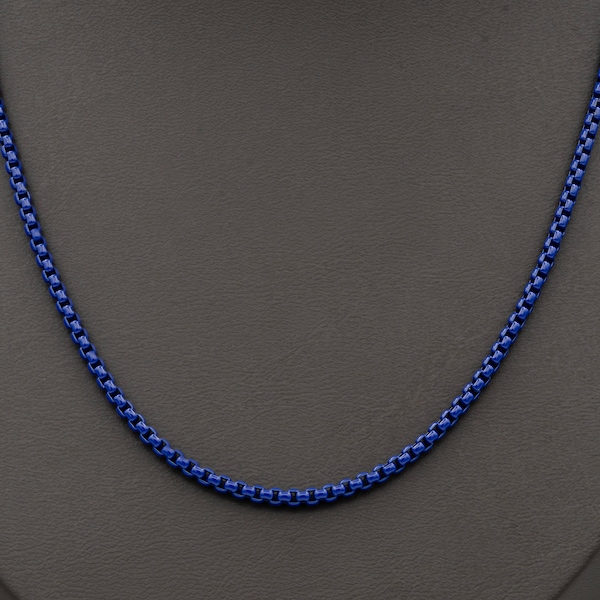 1pc 18''+2 " Ready to Wear Navy Blue Fancy Enamel Link Rolo Cable Chain Square Link Chain Necklace,Width 2.6mm Perfect for PendantCharm,1019