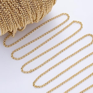 Stainless Steel 3mm Gold Rolo Chain Wholesale Bulk DIY Jewelry Supply Finding for Custom Necklace Bracelet Bag Chain | Roll-1806
