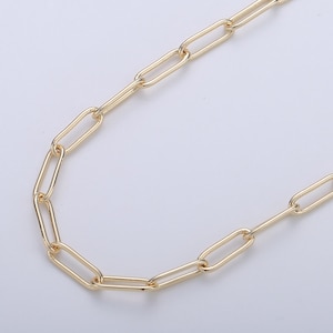 18K Gold Filled Paper Clip Chain by Yard, Link Chain Wholesale bulk Roll Chain for Jewelry Making, Size 4.3x 4.9mm, ROLL 01 image 1