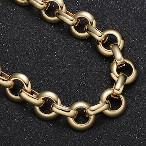 Both Faces Rolo Chain 24K Gold  by Yard,  Fancy Link Chain, Round Chain Link for DIY Craft, Belt Chain, Clip chain Roll-486