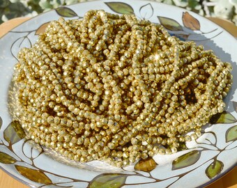 1 Strand 4.3mm diameter Gold Luster Faceted Rondelle Chinese Crystal Glass Beads Sparkle Glass Beads,Rosary Spacer Beads for DIY Craft 016