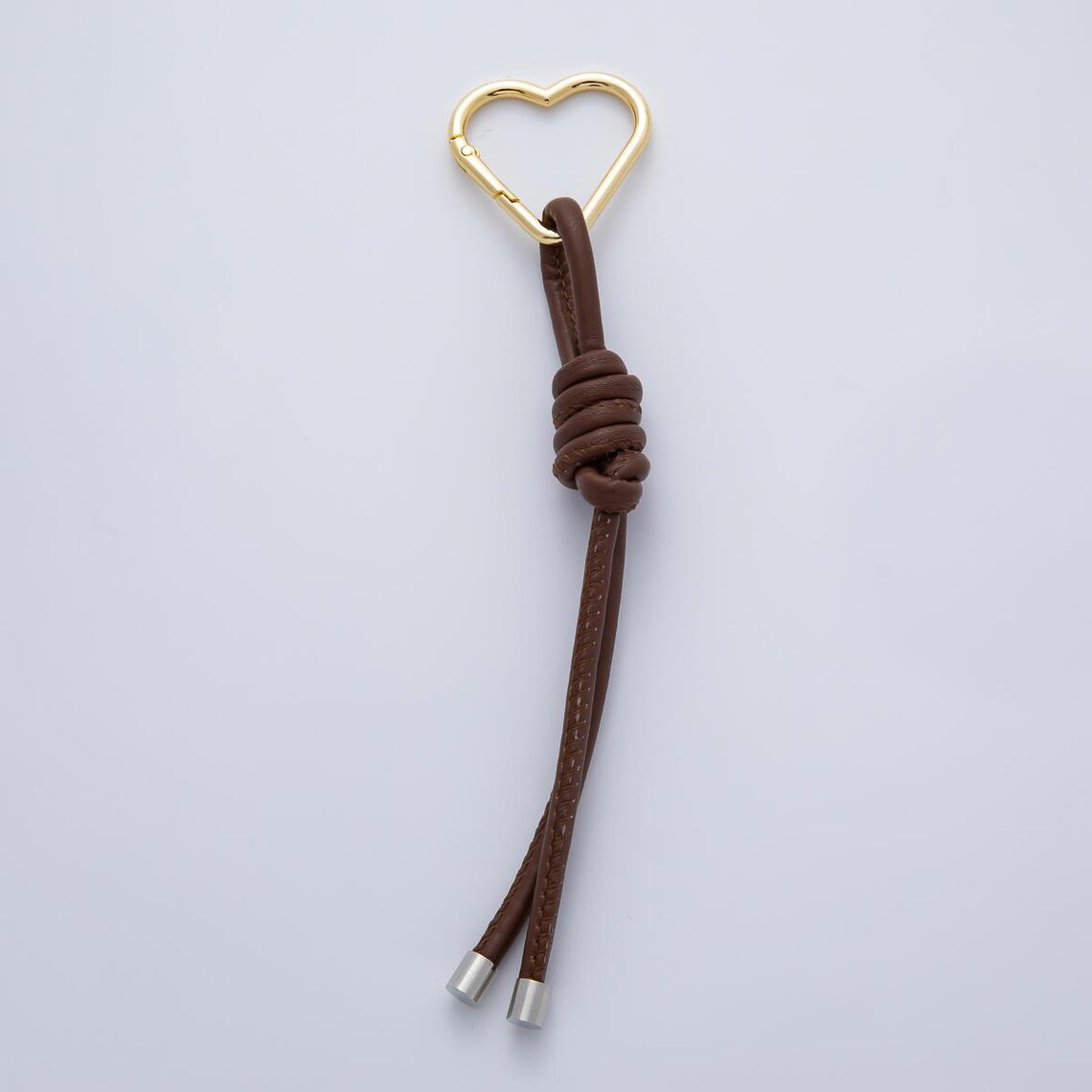 Gate Key Chain Stainless Steel 205mm Brown Leather Knot Cord Heart Push Gate Keychain ...