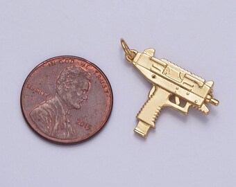 Hot Glue Gun Pendant 24k Gold Plated Gun Charm, Necklace Bracelet