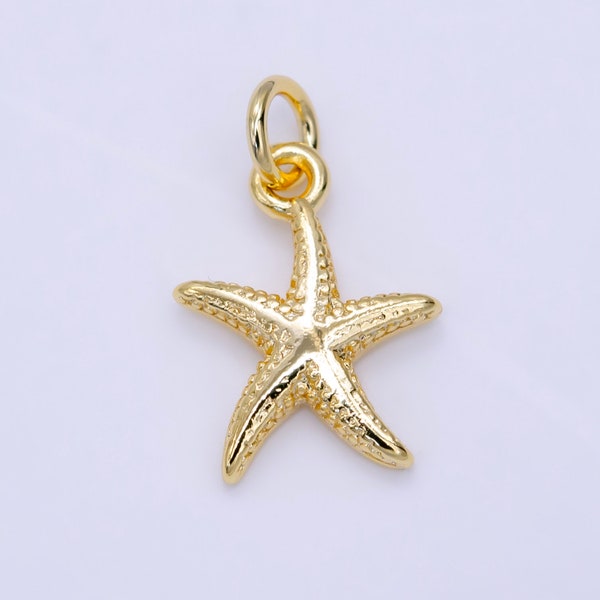 16K Gold Filled Mini Textured Star Fish Ocean Animal Add-On Charm | N945