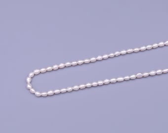 3.8mm white potato freshwater pearls, seed pearl, small size pearl, genuine pearl bead strand supply for jewelry making - wa-1663
