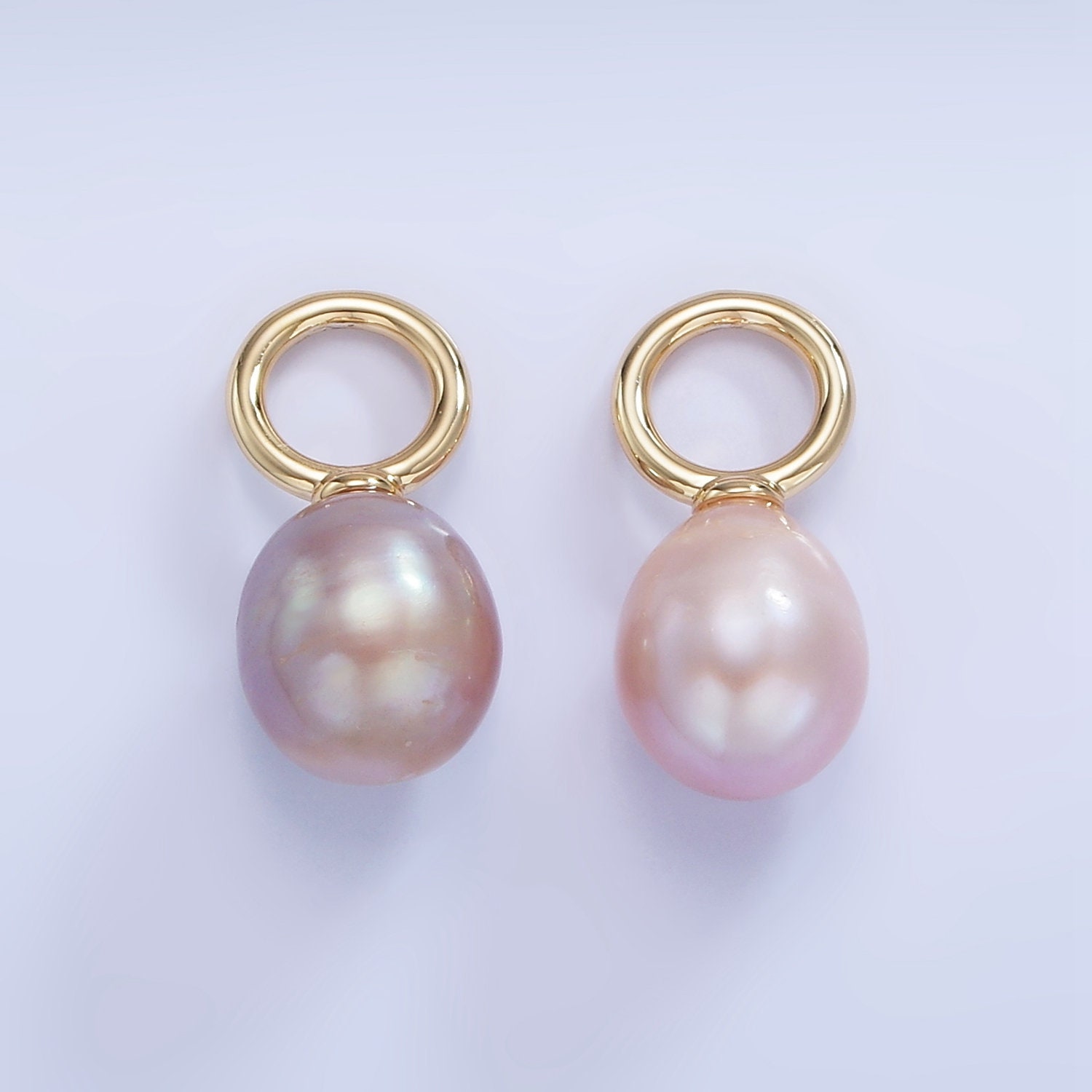 Beautiful Mauve Pink Purple Oval Pear Pearl Charm Teardrop Genuine Freshwater Mermaid Pearls Pendant with Big Hole for Charm P-1741