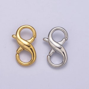 24k Gold Filled 18mm Double Opening Infinity Silver Figure 8 interchangeable Enhancer Clasps for Jewelry Making L-580 / L-581