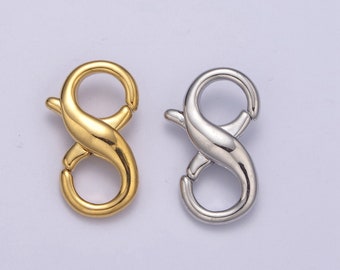 24k Gold Filled 18mm Double Opening Infinity Silver Figure 8 interchangeable Enhancer Clasps for Jewelry Making L-580 / L-581