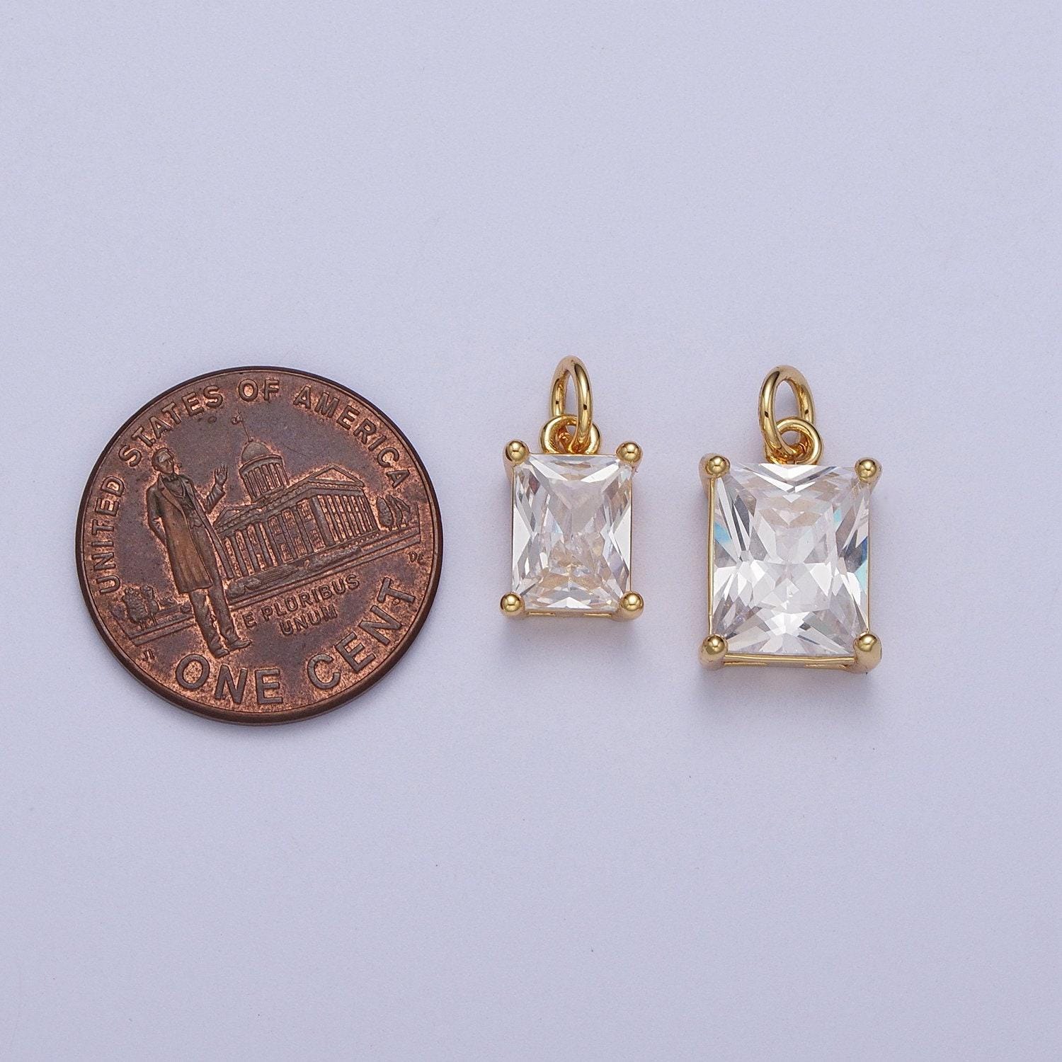 Dainty Emerald Cut Charm Cz Gold Filled Set With Cubic Zirconia