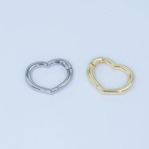 Gold silver spring gate ring heart clasp, push clip clasp, spring gate for jewelry making Z-1136