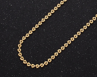 Dainty Baby Heart Link Unfinished Chain 3.9mm 24k Gold Filled Chain by Yard for Handmade Jewelry making Supply | ROLL-1323