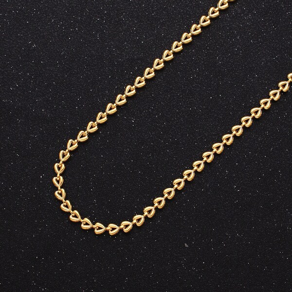24k Gold Filled Hearts Link Chain Bracelet - Cuban Link Style - 8mm - Sizes 8-10" (Italy)