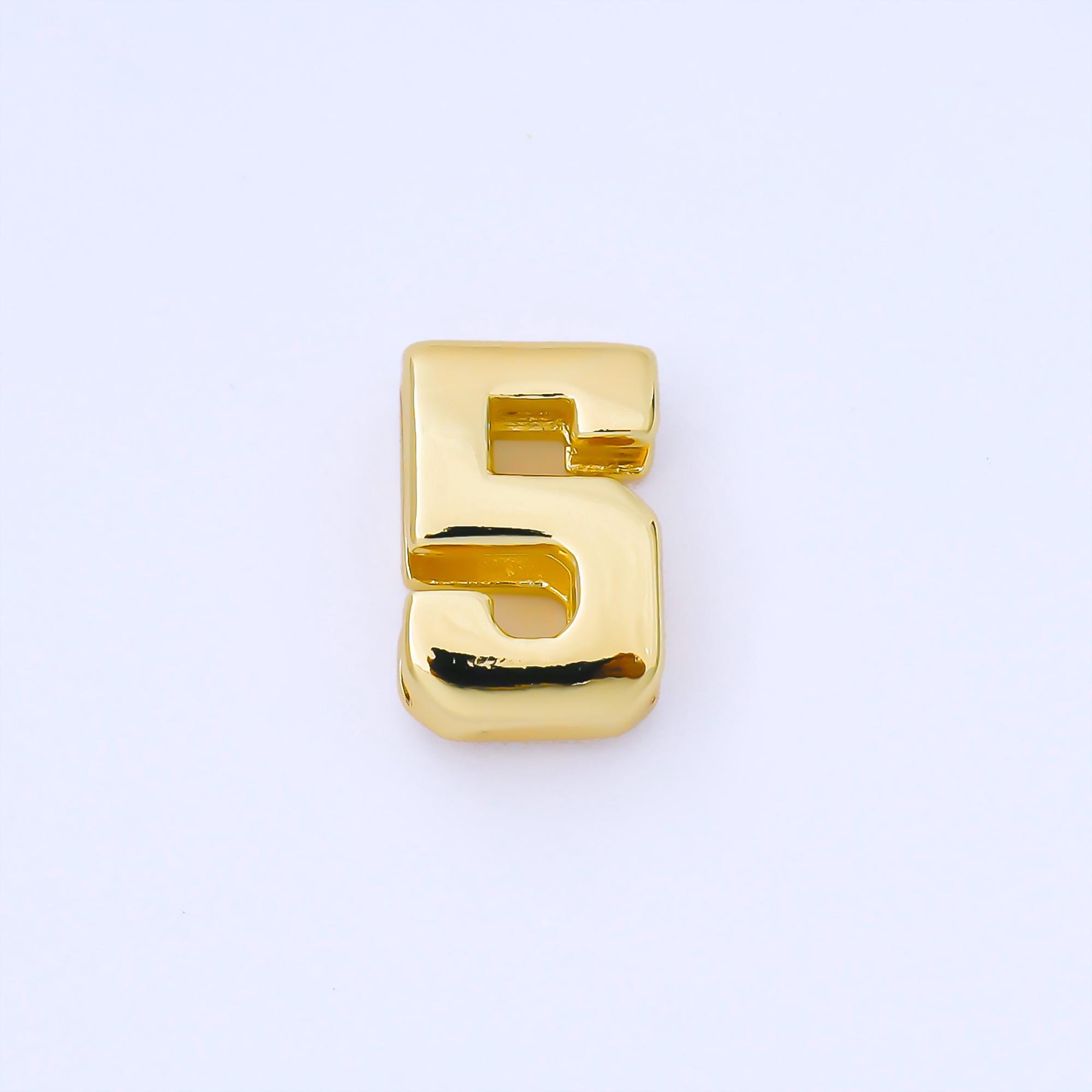 24k Gold Filled Varsity Number Beads Charm Sport Number Spacer 3D Gold ...
