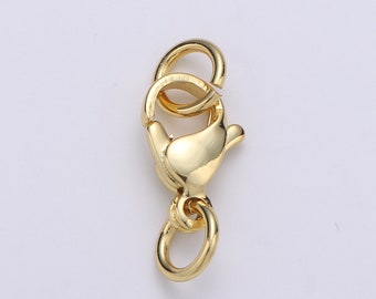 16K Gold Filled Lobster Clasps Closure Jump Ring Jewelry Supply in Gold L-849