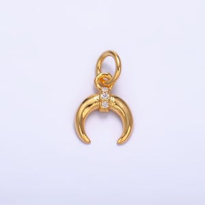 Tiny crescent moon mini horn charm upside down tusk moon bohemian boho c shape curve in gold filled w319