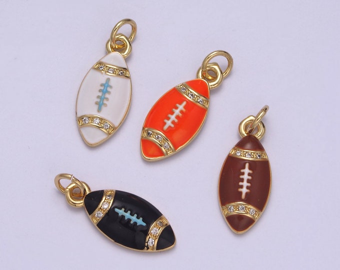 3 Rhinestone and White Enamel Football Charms Sparkling Silver Tone - Etsy