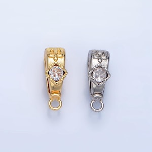 14k gold filled hinged pull clasp charm bail necklace enhancer cz bail enhancer snap bail clasp charm with loop for charm bar supply z972