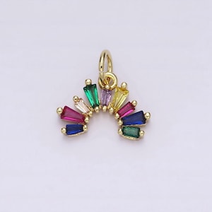 14k gold filled multicolor baguette cz rainbow curve add-on charm | ac1448