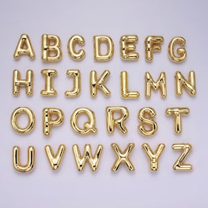 Gold Alphabet Charm Personalized Balloon Initial Letter Charm Necklace Bubble Font Style Trend Fashion Jewelry Necklace For Women DIY Supply