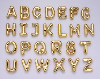 Gold Alphabet Charm Personalized Balloon Initial Letter Charm Necklace Bubble Font Style Trend Fashion Jewelry Necklace For Women DIY Supply