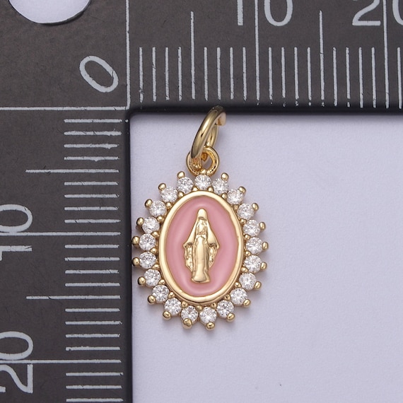 Gold Filled Miraculous Lady Charm Virgin Mary Our Lady of Lourdes Catholic Bijoux Jewelry Supply for Necklace Bracelet Earring N-272