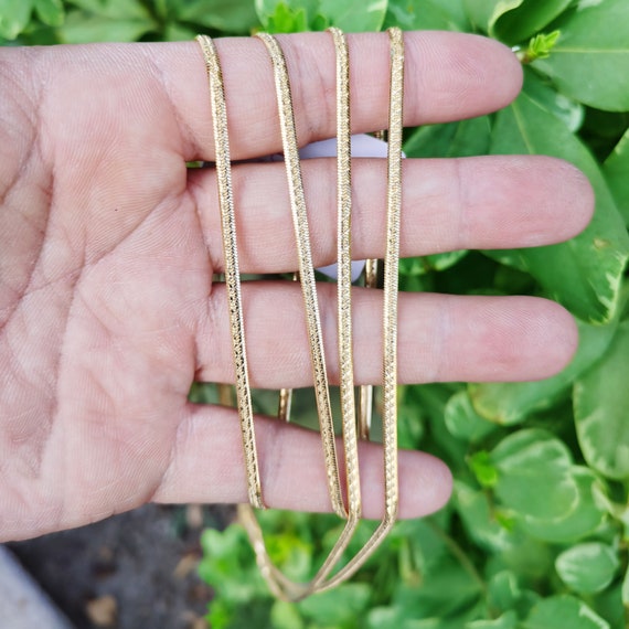 24K Gold Herringbone Necklace | Etsy
