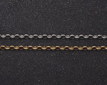 Dainty stainless steel hypoallergenic cable chain anti tarnish unfinished chain for necklace bracelet anklet jewelry making supply roll 1346