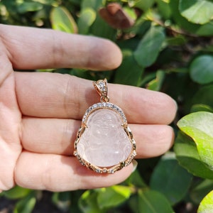 Clear Jade Buddha Pendant Gold Filled Buddha Pendant Jade Buddha Charm Jade Buddha Necklace for Religious Jewelry Supply, 085