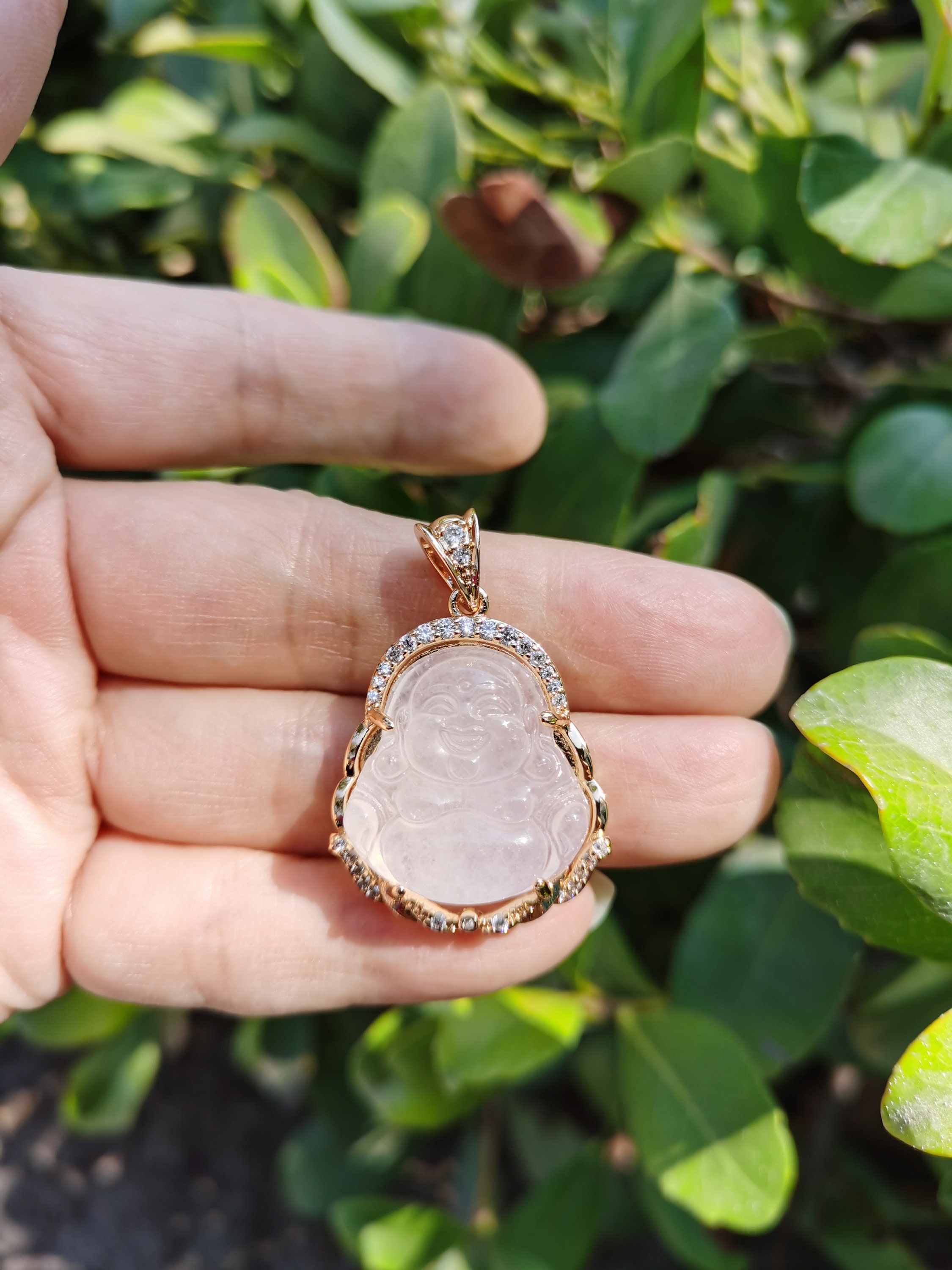 Clear Jade Buddha Pendant Gold Filled Buddha Pendant Jade Clear Jade Buddha Pendant Gold Filled Buddha Pendant Jade