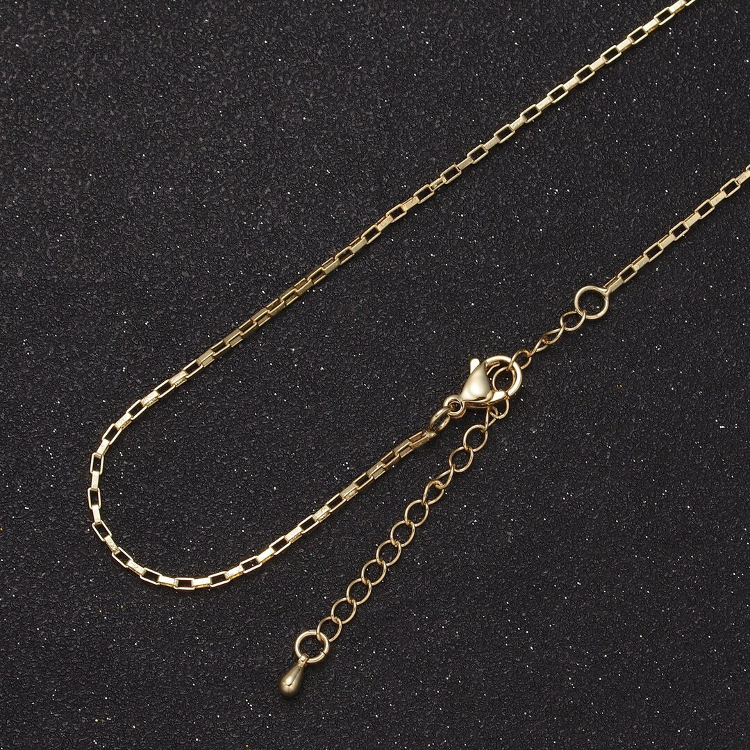 Dainty Gold Box Chain Necklace 18 Inch 2 Inch Extender Layering Jewelry ...